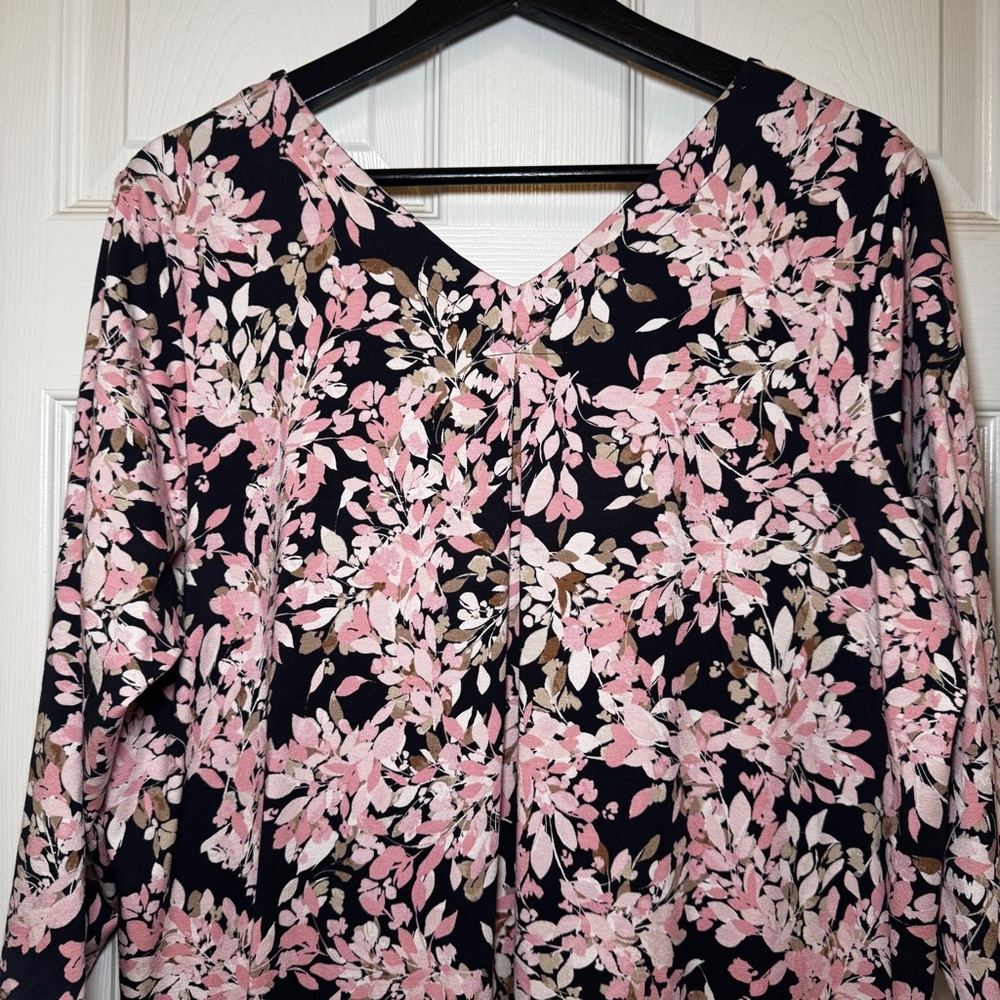 J. Jill | Wherever Collection Women’s Petite Pink and Black Floral Dress Size LP
